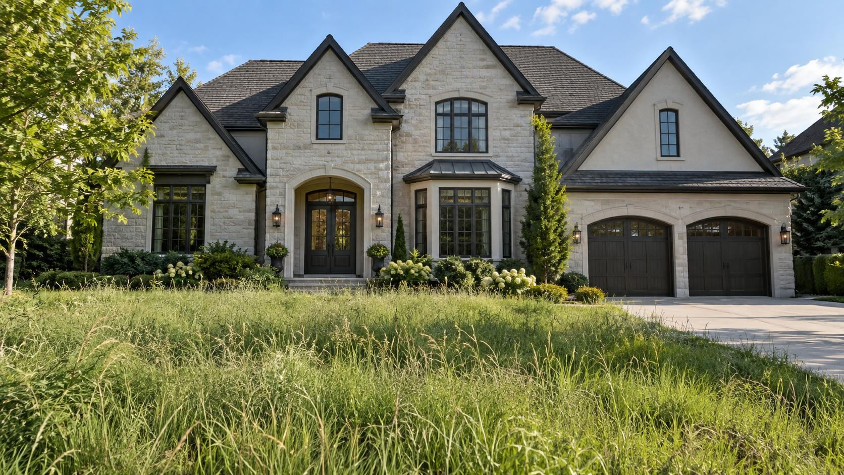 Overgrown front lawn documented as HOA violation photo evidence
